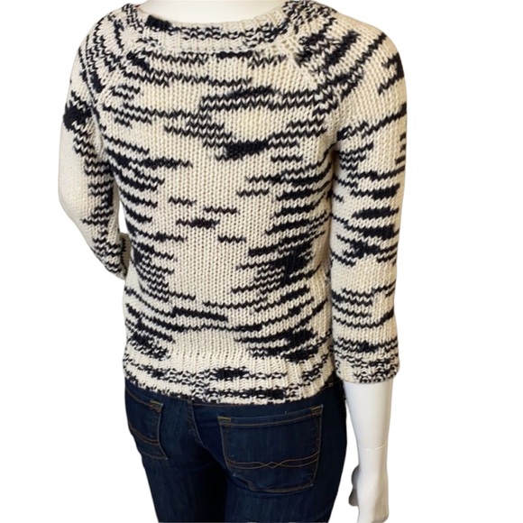 American eagle outfitters knit sweater navy cream size small petite - Picture 3 of 8